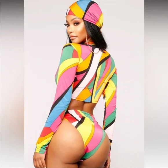 Fashion Nova lggy 3 Piece Sunkini - Multi - Picture 2 of 3